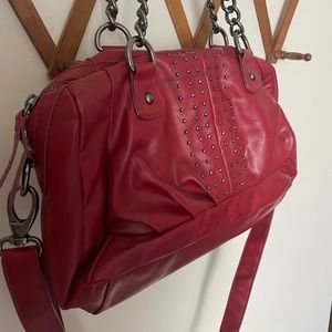 NINE WEST | Red studded crossbody bag with chain handles